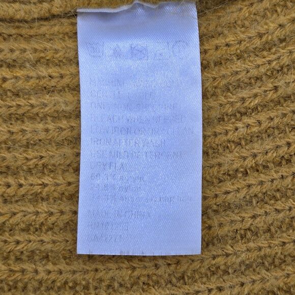 H&M Cropped Sweater Women's M Yellow Chunky Ribbed Frayed Fuzzy - Picture 5 of 6